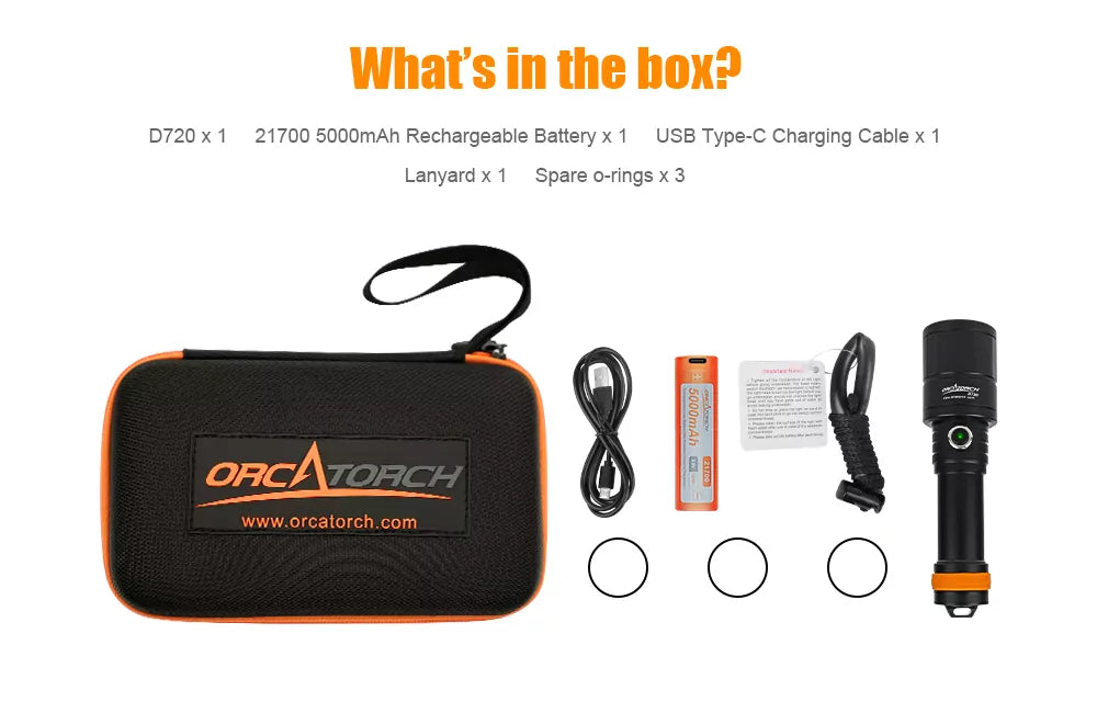 OrcaTorch D720 Super Focus diving light